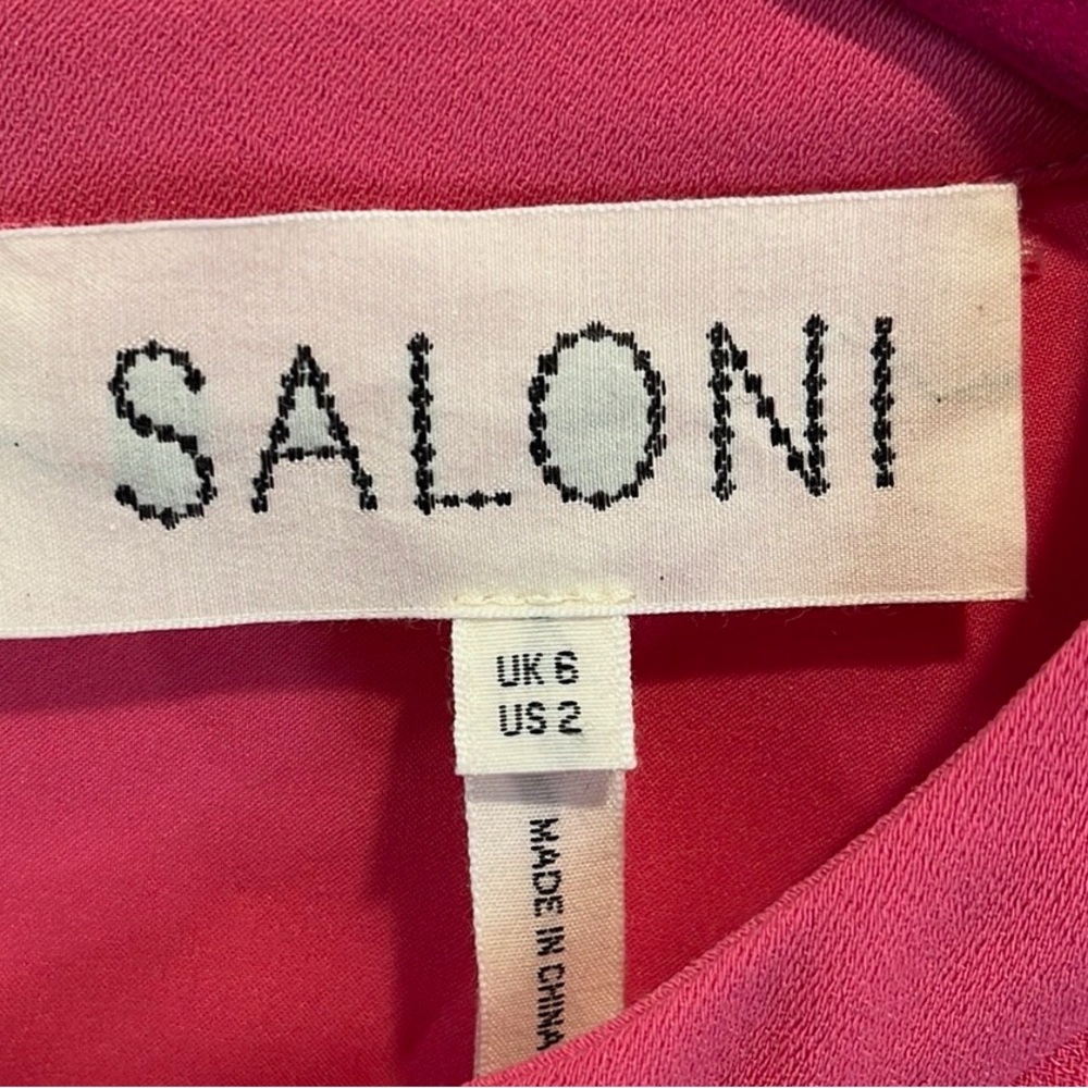 Saloni Camille embellished bow dress in bubblegum pink UK6/US2 - Picture 3 of 4